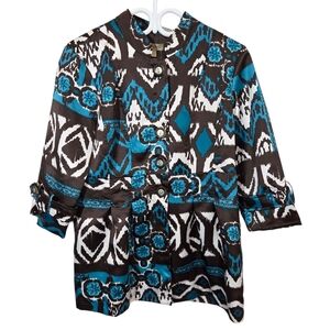 ⭐️Kerry Brooke Blue and Black Blazer with Artistic Pattern Size Med